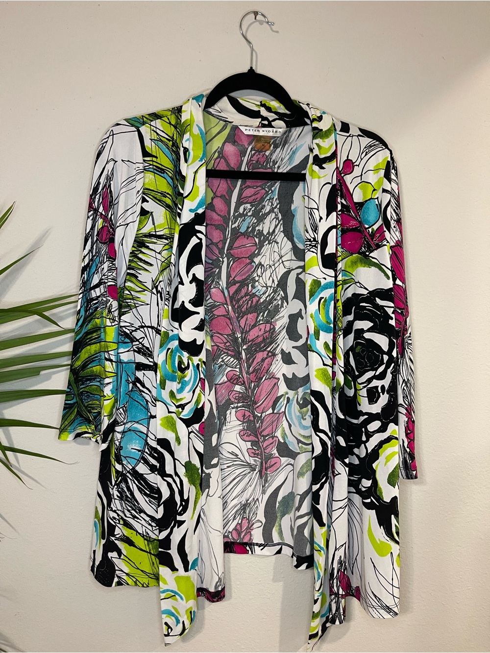 Peter Nygard Multicolor Abstract Print Shirt - White, Black, Pink, Green, Blue